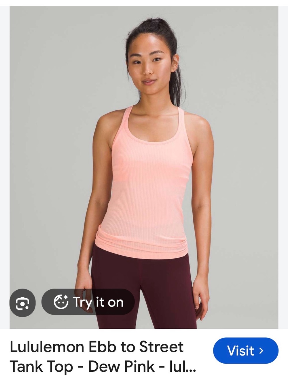 lululemon athletica Ribbed Racerback Tank Top - Dew Pink